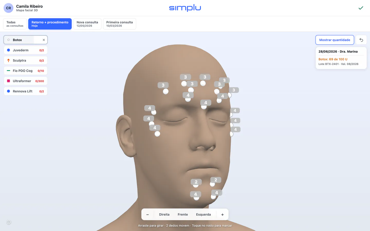 Mapa facial 3D do Simplu